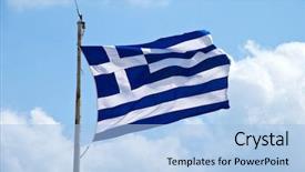  Presentation with greek - Presentation having waving flag of greece background and a light blue colored foreground