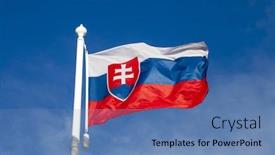  Presentation with blue sky - Cool new presentation design with waving flag of slovakia against the blue sky backdrop and a teal colored foreground