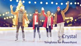  Presentation with ice rink - Amazing slide set having waving hands on skating rink backdrop and a sky blue colored foreground