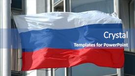  Presentation with russia flag - Amazing PPT layouts having waving national flag of russia backdrop and a ocean colored foreground