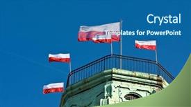  Presentation with poland - Amazing presentation design having waving polish flags on blue backdrop and a ocean colored foreground