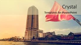  Presentation with boat - Slide deck with waving red flag on boat background and a blonde colored foreground