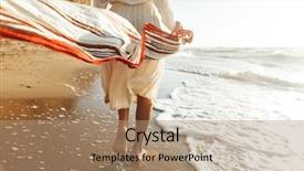  Presentation with seashore - Slides consisting of waving scarf along seashore background and a coral colored foreground