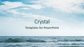  Presentation with sea sun - Audience pleasing PPT theme consisting of waving sea and cloudy sky with sun over it backdrop and a sky blue colored foreground