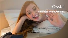  Presentation with video - Presentation design enhanced with waving to laptop on video background and a coral colored foreground