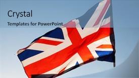  Presentation with union jack - Beautiful theme featuring waving uk flag backdrop and a light blue colored foreground