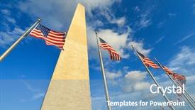  Presentation with states - Slide set featuring waving united states flags background and a teal colored foreground
