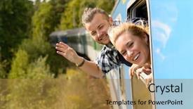  Presentation with coal train - Presentation theme enhanced with waving with heads out train background and a gold colored foreground