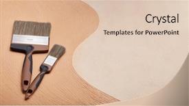  Presentation with construction design - Amazing presentation theme having wavy line backgrounds - paint brushes on textural double backdrop and a lemonade colored foreground