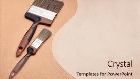  Presentation with construction design - PPT theme consisting of wavy line backgrounds - paint brushes on textural double background and a lemonade colored foreground