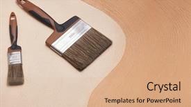  Presentation with construction design - Presentation theme with wavy line backgrounds - paint brushes on textural double background and a coral colored foreground