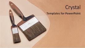  Presentation with construction design - Colorful PPT theme enhanced with wavy line backgrounds - paint brushes on textural double backdrop and a coral colored foreground