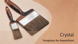  Presentation with construction design - Presentation having wavy line backgrounds - paint brushes on textural double background and a coral colored foreground