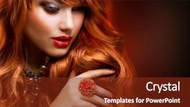  Presentation with fashion - Beautiful PPT theme featuring wavy red hair fashion girl backdrop and a tawny brown colored foreground