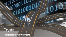  Presentation with generated image fractal geometry chaos - Colorful slide set enhanced with wavy road against binary number backdrop and a  colored foreground