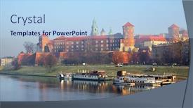  Presentation with winter river - PPT layouts enhanced with wawel-castle-famous-landmark background and a light blue colored foreground