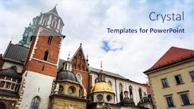  Presentation with poland - Presentation enhanced with wawel-cathedral-in-krakow-poland background and a sky blue colored foreground