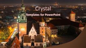  Presentation with royal - Slide deck having wawel-royal-castle-at-night background and a wine colored foreground