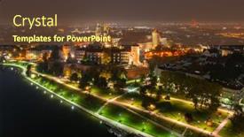  Presentation with royal - Presentation with wawel-royal-castle-at-night background and a tawny brown colored foreground