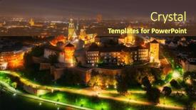  Presentation with royal - Slide deck consisting of wawel-royal-castle-at-night background and a tawny brown colored foreground