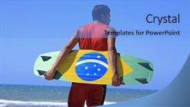  Presentation with beach - Slides featuring wawes - kitesurfer with the brazilian painted background and a  colored foreground