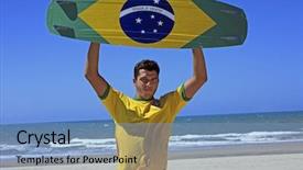  Presentation with airport boarding board - PPT theme enhanced with wawes - kitesurfer with the brazilian painted background and a  colored foreground