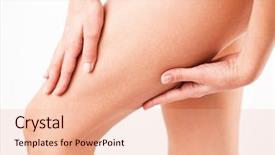  Presentation with young man and a woman - Beautiful PPT theme featuring wax body - young woman stroking thighs backdrop and a coral colored foreground