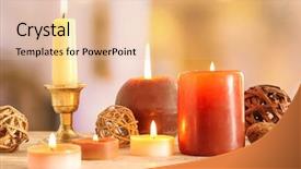  Presentation with wax - PPT theme having wax candles burning on table background and a coral colored foreground