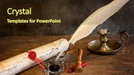  Presentation with quill pen - Audience pleasing presentation design consisting of wax seal and quill pen backdrop and a wine colored foreground