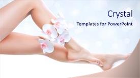  Presentation with healthy - Slide deck with wax therapy - healthy legs spa long woman background and a sky blue colored foreground