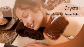  Presentation with spa espiritual - PPT theme featuring wax therapy - spa chocolate mask luxury spa background and a  colored foreground