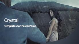  Presentation with man and woman divorce drawing - Slide deck having man's hand and lead background and a ocean colored foreground