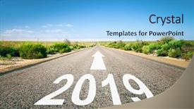  Presentation with new year 2019 - Colorful slides enhanced with way ahead - new year 2019 road backdrop and a light blue colored foreground
