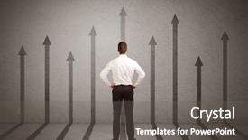  Presentation with sales - Beautiful presentation design featuring way ahead - sales person in doubt looking backdrop and a gray colored foreground