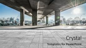  Presentation with empty cross - Colorful presentation design enhanced with way cross - empty road of vancouver downtown backdrop and a light gray colored foreground