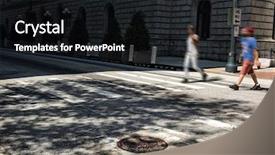  Presentation with road - Slide set consisting of way cross - image of people crossing background and a black colored foreground