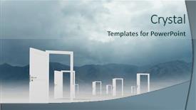  Presentation with open doors keys - Colorful slides enhanced with way entrance to new world backdrop and a sky blue colored foreground