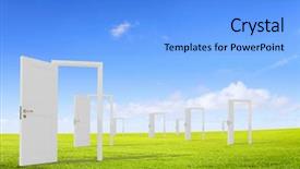  Presentation with way - Slides having way entrance to new world background and a light blue colored foreground