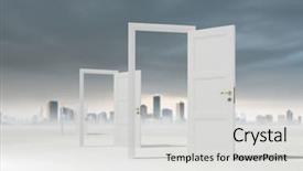  Presentation with way - Audience pleasing slide deck consisting of way entrance to new world backdrop and a light gray colored foreground