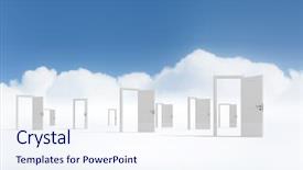  Presentation with opening doors - Colorful slide set enhanced with way entrance to new world backdrop and a sky blue colored foreground