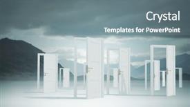  Presentation with way - Amazing PPT theme having way entrance to new world backdrop and a gray colored foreground