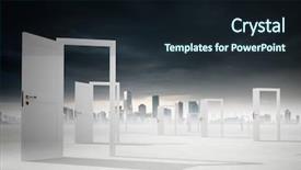  Presentation with open doors keys - Cool new slide deck with way entrance to new world backdrop and a wine colored foreground