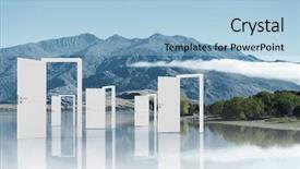  Presentation with open doors keys - Slides enhanced with way entrance to new world background and a  colored foreground