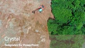  Presentation with oil palm plantation - Beautiful PPT theme featuring way for palm oil plantation backdrop and a coral colored foreground