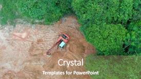  Presentation with palm plantation - PPT theme having way for palm oil plantation background and a coral colored foreground