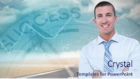  Presentation with composite - Cool new slide set with way forward diagram - digital composite of businessman backdrop and a sky blue colored foreground