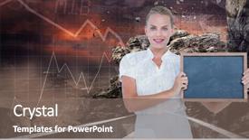  Presentation with digital claims - Cool new presentation design with way forward diagram - digital composite of confident businesswoman backdrop and a gray colored foreground