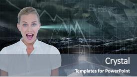  Presentation with digital data a human eye - Presentation with way forward diagram - digital composite of shocked businesswoman background and a ocean colored foreground