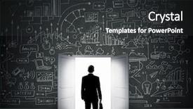  Presentation with black - Colorful theme enhanced with way forward diagram - rear view of businessman entering backdrop and a dark gray colored foreground
