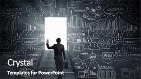  Presentation with rear view of bodyguard - PPT theme having way forward diagram - rear view of businessman entering background and a dark gray colored foreground